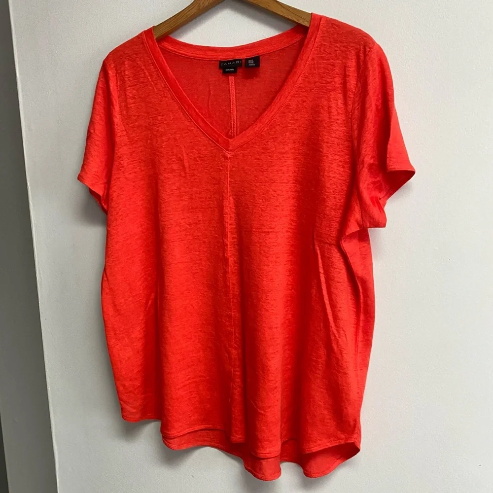 TAHARI 100% LINEN TOP - 1X - Picture 6 of 8